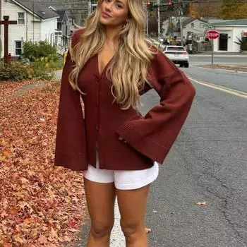 Однотонный вязаный кардиган с V-образным вырезом, женский вязаный жакет с длинными рукавами, модный однобортный свитер для поездок на работу в стиле Харадзюку, весна и осень S красный