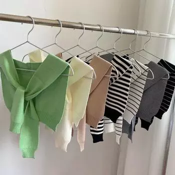 Однотонный вязаный шерстяной узел, подплечники для комнаты с кондиционером, универсальная шаль, внешний жилет, женственный воротник-подделка серый