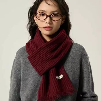 Однотонный вязаный теплый шарф с необработанным краем, женский мягкий клейкий шарф бежевый