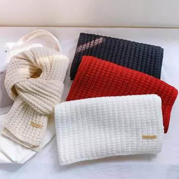 Однотонный высококачественный трикотажный шарф из пряжи для женщин, зимний новый стиль, высококачественный и универсальный теплый шарф в студенческом стиле 40*190cm