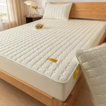 Однотонный защитный чехол для матраса из соевого волокна, хлопковый чехол, стеганое покрывало, эластичная простыня с регулируемой плотностью 90x190