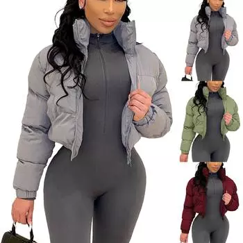 Однотонный зеркальный кардиган на молнии из искусственной кожи с воротником-стойкой, белая женская куртка на утином пуху L чёрный