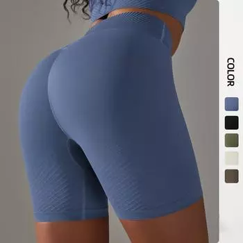 Однотонный жаккардовый с высокой талией и подъемом бедер для йоги, бега, фитнеса, три четверти, женские брюки S