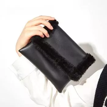 Однотонный женский клатч большой емкости темперамент универсальная сумка-конверт многофункциональная сумка для хранения чёрный