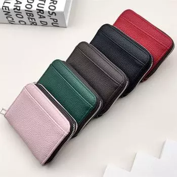 Однотонный женский кошелек из искусственной кожи с мини-карманом для монет, модный держатель для кредитных карт для мужчин красный