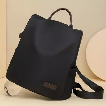 Однотонный женский нейлоновый рюкзак, простой многофункциональный противоугонный прочный дорожный рюкзак чёрный