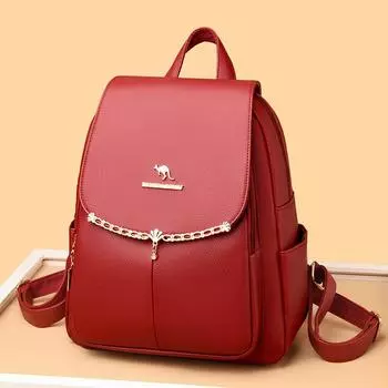Однотонный женский рюкзак большой емкости для среднего возраста, сумка для матери, дорожный рюкзак красный