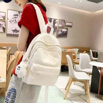 Однотонный женский рюкзак для школьников зелёный