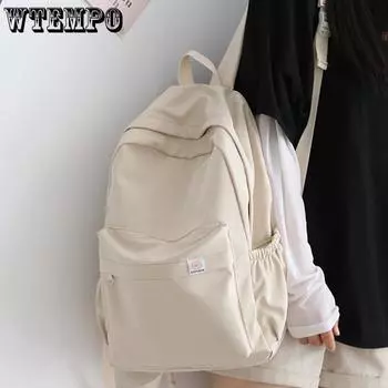 Однотонный женский рюкзак, классический холщовый рюкзак, женский вместительный лаконичный школьный рюкзак для девочек, повседневный дорожный рюкзак