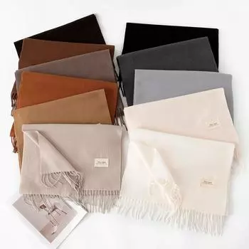 Однотонный женский шарф из искусственного кашемира 2025 года, новый универсальный шарф для пожилых людей средней длины, теплый шарф 1PCS&Acrylic&45X200CM чёрный