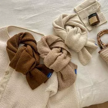 Однотонный зимний теплый шарф корейский стиль шерстяной шарф с перекрещивающимися нитями модный вязаный шарф Y2K унисекс красный