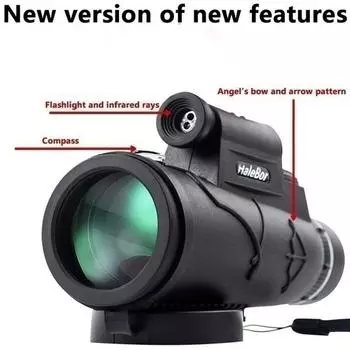 Однотрубный телескоп ночного видения сверхдальнего расстояния 10000 м, однотрубный портативный телескоп для прогулок на открытом воздухе чёрный