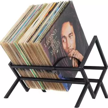 Одноуровневое хранилище виниловых пластинок, матовый черный держатель виниловых пластинок емкостью от 80 до 100 пластинок, стойка для хранения CD-пластинок, книжная полка для журналов чёрный