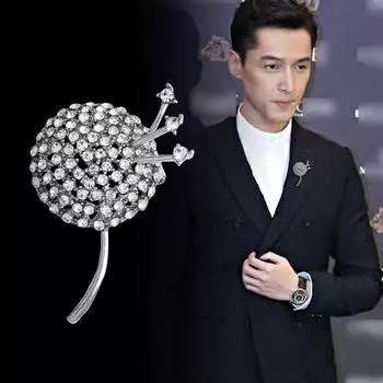 Одуванчик Брошь Стразы Цветок Нагрудный Знак Модный Мужской Костюм Рубашка Значок Броши Для Женщин Аксессуары Подарок