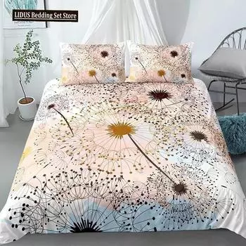 Одуванчик пододеяльник комплект постельного белья в свежем и естественном стиле с застежкой-молнией растительный принт полиэстер одеяло чехол для детей подростков 70x133cm 2pcs