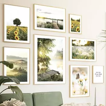 Одуванчик, подсолнух, Дейзи Лейк, настенная живопись на холсте, плакаты на скандинавскую тему и принты, пейзажные настенные панно для декора гостиной 21cm30cm NoFrame