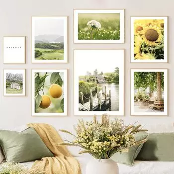 Одуванчик, подсолнух, оранжевый холм, замок, настенная живопись на холсте, постеры на скандинавскую тему и принты, настенные панно для декора гостиной 21cm30cm NoFrame