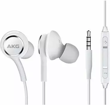 OEM Amazing 2019 Stereo Headphones for Samsung Galaxy S10 S10e S10 Plus with Braided Cable AKG Design with Microphone - - (White)