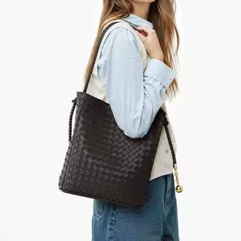 OEM OEM сумка большая вместимость плетеная сумка женская нишевая сумка на плечо кожаная женская сумка