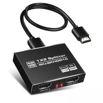 of Aluminum Avedio Links HDMI Splitter 1 Input 2 Output 4K HDMI Splitter Compatible with 2 Ports 1 Input 2 Output Splitter 2 Screens Simultaneous