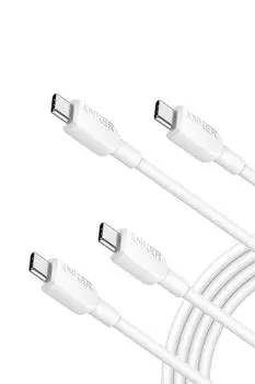 of Anker 310 Cable 60W USB PD Compatible with iPhone 16 15 Galaxy S24 iPad Air 5 MacBook Pro [Set 2] USB-C & USB-C / (1.8m White)