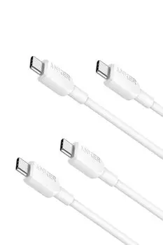 of Anker 310 Cable 60W USB PD Compatible with iPhone 16 15 Galaxy S24 iPad Air 5 MacBook Pro [Set 2] USB-C & USB-C / (0.9m White)