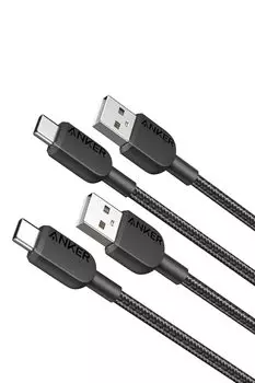 of Anker 310 Heavy Duty Nylon Cable USB Full Speed Charging Compatible with iPhone 15 Galaxy LG Android Set of [Set 2] USB-C & USB-A 2.0 (0.9m 2)