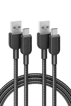 of Anker 310 Heavy Duty Nylon Cable USB Full Speed Charging Compatible with iPhone 15 Galaxy LG Android Various Set of [Set 2] USB-C & USB-A 2.0 (1.8m