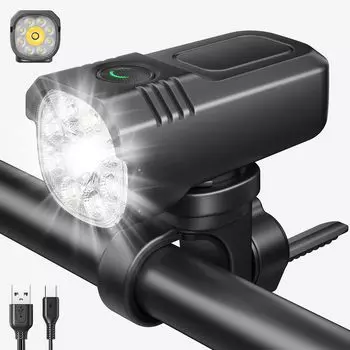 авиационный велосипедный фонарь прочный 1500 высокий большой 8 затемняемый светодиодный фонарь для USB предотвращение падений небольшой складной велосипедный фонарь Raito для велосипеда Amazon [Сделано