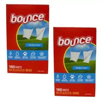 of Bounce Dryer Sheets 160 Sheets 2 Boxes Outdoor Fresh Dryer Softener Sheets Sun Drying Scent [Set 2]