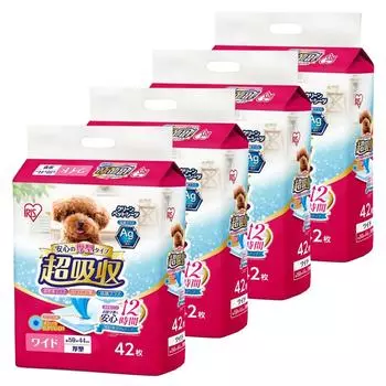 of IRIS OHYAMA Pet Super For Small and Medium No Changing Required for 12 42 Sheets [Set 4] Sheets, Thick, Absorbent, Antibacterial, Deodorizing,