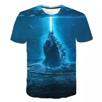 Of King Men The Monsters 3d Print Casual Tshirt Short Sleeve Tops Tee Blue,S