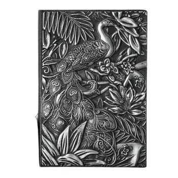 of Magic Note 3D Embossed Leather Vintage Note Peacock Note Amulet Note x Peacock Search [Magic Sedona] (Peacock) (Silver) 21.5cm 14.5cm (A5 Size)