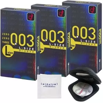of Okamoto Condoms Okamoto Zero Zero Three L size 10 pieces Original Condom Case Pepe Lotion Prologue 5ml [Set 3] 0.03 + +