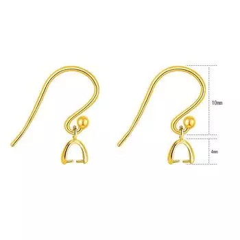 of S925 Sterling Silver Tail Beads Ear Hook Clipped Button Silver Jewelry Jade Pendant Pendant DIY Handmade Accessories Minimalist Earrings Jewelry Gold color (1 pair) hook + Small size clip