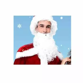 Of Set Full Christmas Costumes Santa Claus For Adults Red Christmas Sant Clothes (Beard *1 + Wig *1),Onesize
