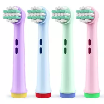 Ofashu Brown Oral B Compatible Electric Toothbrush Replacement Brush for Children Soft Compatible Brush Replacement Plaque Removal Everywhere Clean