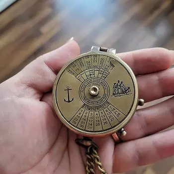 Off Grid Calendar 100 Year Perpetual Cycle Compass Pocket Portable EDC Survival Camp Gear Bug Out Tool Handmade Compass