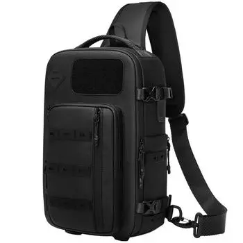 Off-road Tactical Breast Bag Men s Outdoor Waterproof Shoulder Bag Men s Small Backpack Large Capacity Messenger Bag Men s Bag He is a size 14.