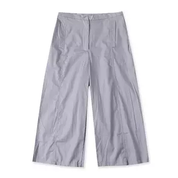 Off-the-Shoulder Plus Size Button Pure Gray Cropped Pants Short Sleeve Gray trousers M