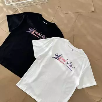 Off-White 2025 Лето Новая Фиолетовая Градиентная Футболка С Короткими Рукавами Для Мужчин и Женщин Парная Футболка S чёрный