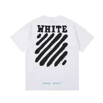 Off-white 2025 Лето Новый Большой Логотип Печать Диагональные Буквы Классическая Футболка С Коротким Рукавом Для Мужчин и Женщин Парная Футболка S чёрный