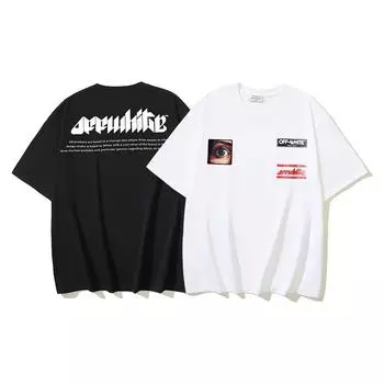 Off-White 2025 Лето Новый Глаз Логотип Принт Классическая Футболка С Короткими Рукавами Для Мужчин и Женщин Парная Футболка S