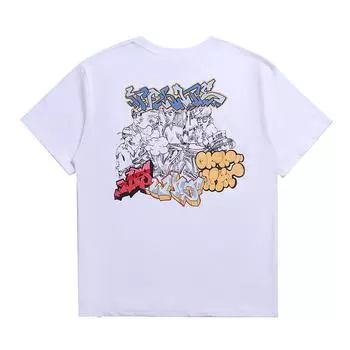 Off-White 2025 Лето Новый Передний Череп Синий Буквенный Принт Классическая Футболка С Короткими Рукавами Для Мужчин и Женщин Парная Футболка S чёрный