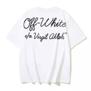 Off-white 2025 Summer New Script Printing Classic Short Sleeved T-shirt for Men and Women Couple T-Shirt S