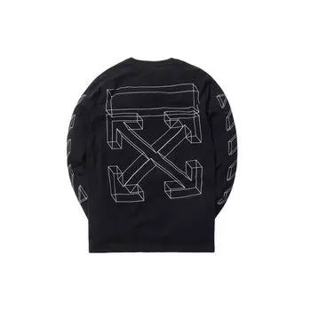 Off-White 3D Line футболка с длинным рукавом Черные мужские топы OMAB001E181850021001 S