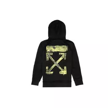 Off-White Acrylic Arrows Incomplete Hoodie Черные мужские топы Черный Желтый OMBB057F19E300101060 XXS