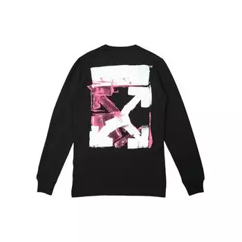 Off-White Акриловая футболка с длинными рукавами Arrow черного цвета/фуксии Мужские топы OMAB001F21JER0051032 XS