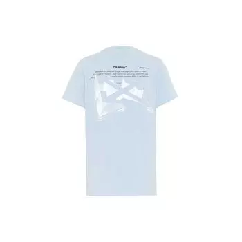 Off-White Футболка с короткими рукавами и логотипом в виде алфавита, облегающая женская, светло-голубая, OWAA049R20B070433301 S