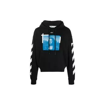 Off-White Blue Monalisa Черные мужские топы с капюшоном OMBB037R21FLE0011001 XS